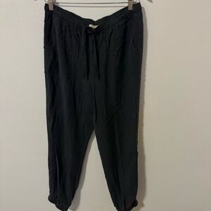 Cloth & Stone Tencel Drawstring Pants Charcoal Gray Side Buttons Pocket-Medium